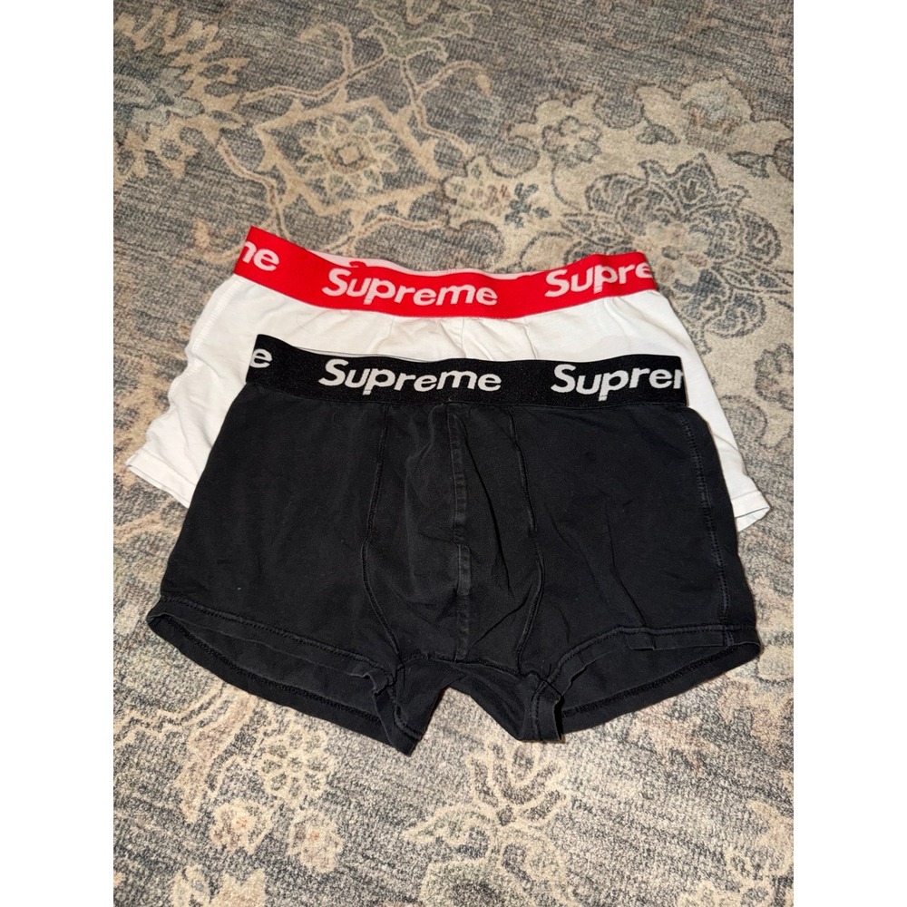 Men's Supreme Cotton Boxers Briefs Black White Logo Band